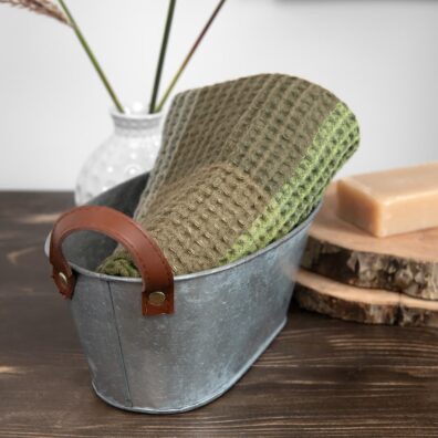 Waflowy recznik kąpielowy. Len, bawełna.