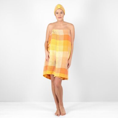 BINGO pomarańczowy zapinany ręcznik do sauny.