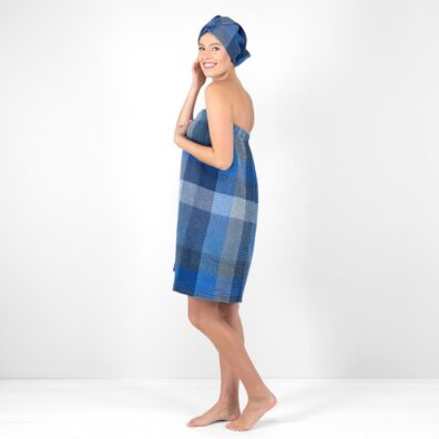 Niebieski ręcznik -spódnica. Gumka z tyłu.