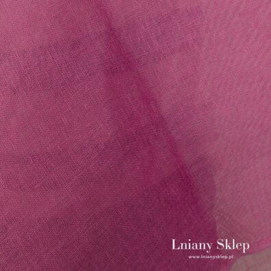 Leciutki różowy len na firanki i szaliczki.