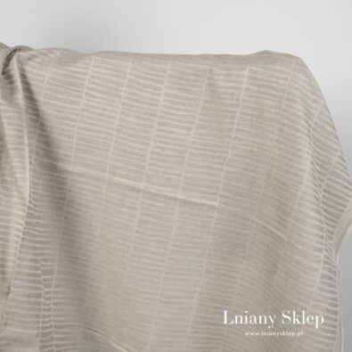 Szary żakardowy dwustronny len z bawełną.