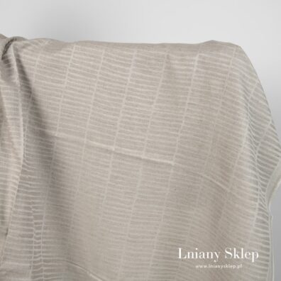 Szary żakardowy dwustronny len z bawełną.