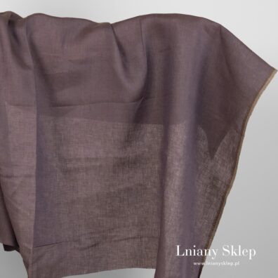 Brązowa w fiolet tkanina lniana.