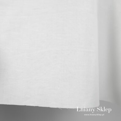 Biała, ciężka tkanina len z bawęłną.