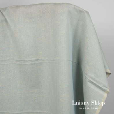 Żółty i niebieski melanż len z bawełną.