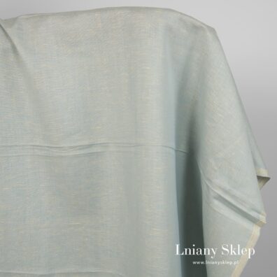 Żółty i niebieski melanż len z bawełną.