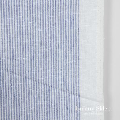 Biały w niebieskie paski len ścierkowy.