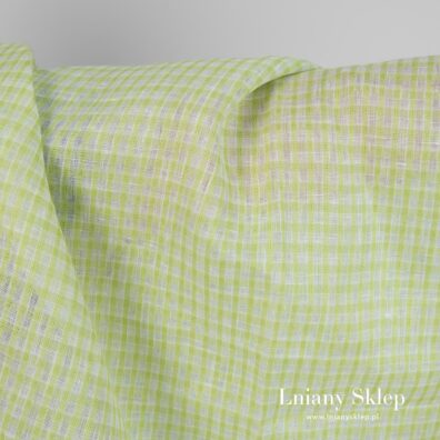 Lekki zielony len w kratkę.