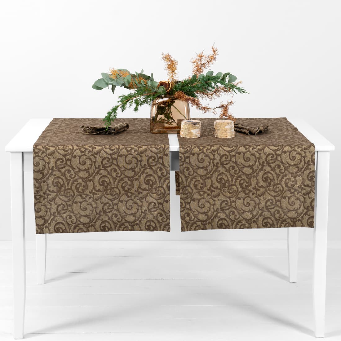 ATLANTA brązowy ze złotem żakardowy bieżnik.