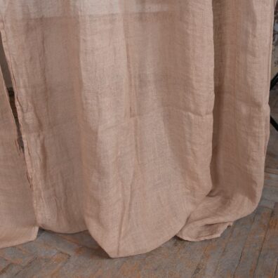Firanka z jasnego brązowego pranego lnu (biała kawa).