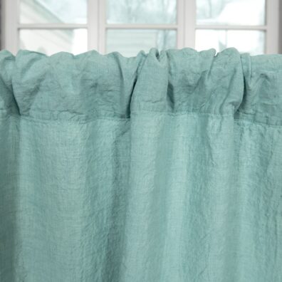 Morska zieleń zasłona lniana.