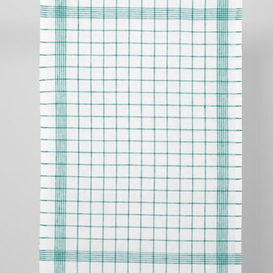 Tkanina ścierkowa w kratkę zieloną.