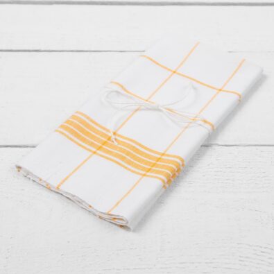 Ścierka kuchenna biała w pomarańczową kratkę 72.