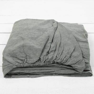 DOVI szare w zieleń prześcieradło z gumką.