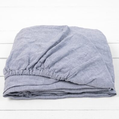 DOVI niebieskie w szarość prześcieradło z gumką.