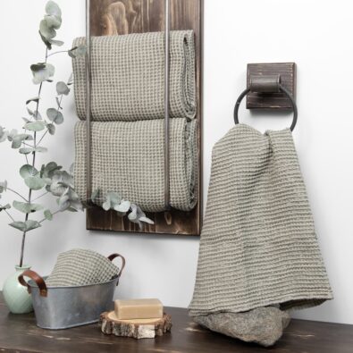 BINGO szary w zieleń ręcznik.