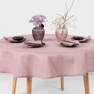 Lniano - bawełniany liliowy obrus