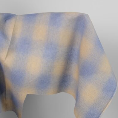 Lniana tkanina w rozmytą niebieską kratkę