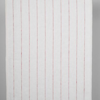 Biała tkanina ścierkowa w czerwone paski
