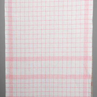 Lniana tkanina ścierkowa w różową kratkę