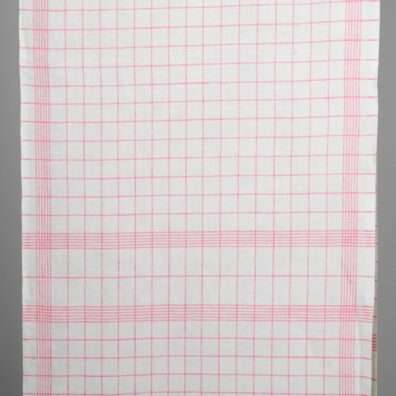 Lniana tkanina ścierkowa w różową kratkę