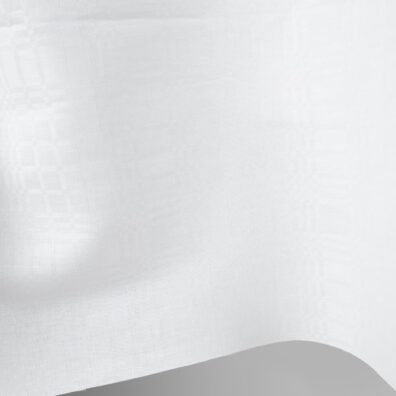 Śnieżnobiały żakardowy len z bawełną