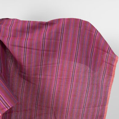 Len z bawełną w paski w czerwonych odcieniach