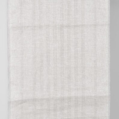 Lniana niebarwiona szara tkanina ścierkowa w ażurowe paski