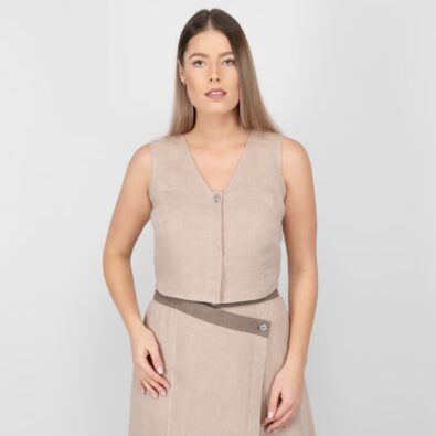 BRITTANY piaskowa kamizelka zapinana na guziki