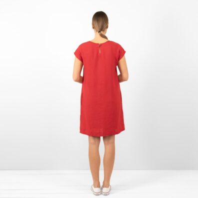 MIREN czerwona sukienka. Tył