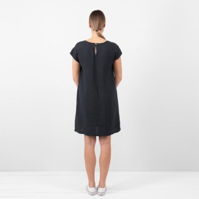 MIREN granatowa sukienka. Tył