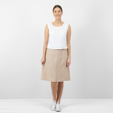 Piaskowa spódnica z pranego lnu