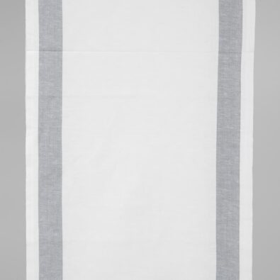 Śnieżnobiała w szare paski tkanina ścierkowa
