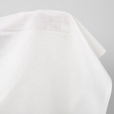 Biały szeroki len z bawełną