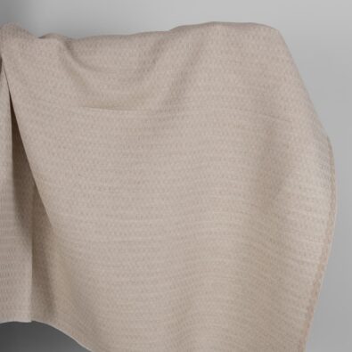 Jodełkowy biało-kakaowy len z bawełną