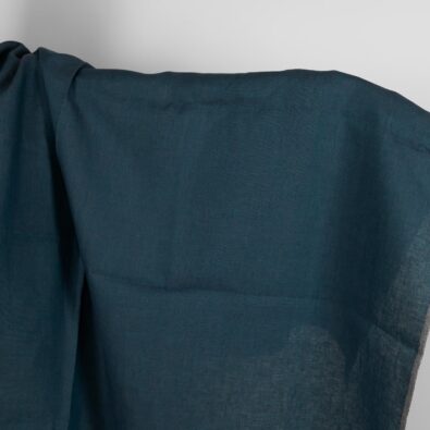 Ciężka tkanina lniana granatowa w zieleń