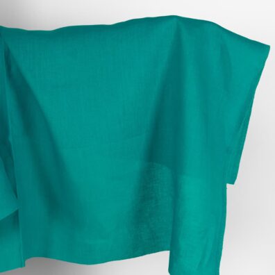 Zielona turkusowa tkanina lniana