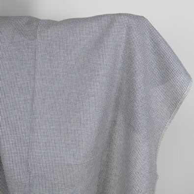 Tkanina lniana w granatowo-piaskową kratkę