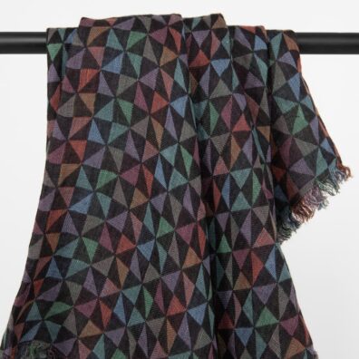 Kolorowa chusta z pranej, lnianej tkaniny żakardowej