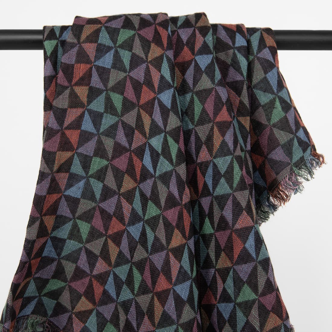 Kolorowa chusta z pranej, lnianej tkaniny żakardowej