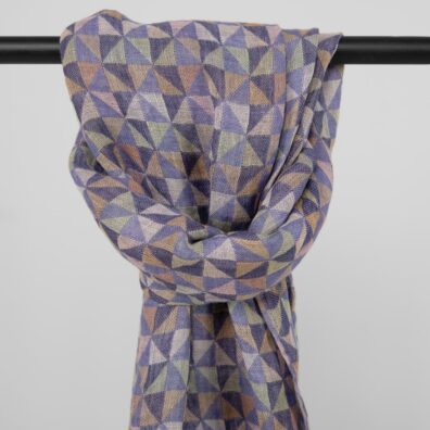 Żakardowy fioletowy szalik lniany