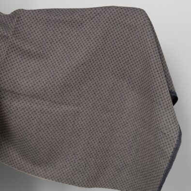 Len z bawełną w granatowo-szare romby