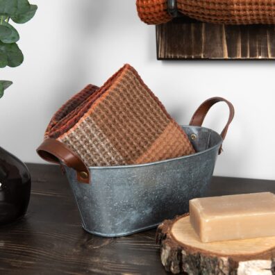 Ręcznik waflowy w brązową kratkę