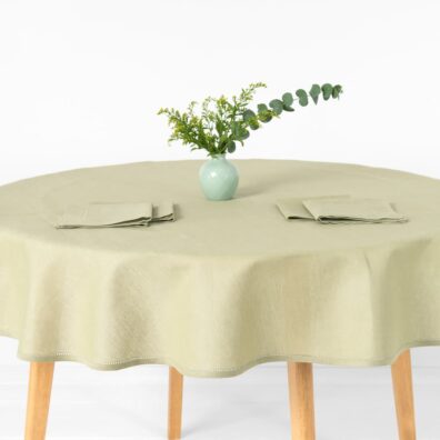 Zielonkawy obrus okrągły (owalny)