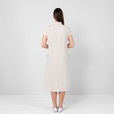 NICOLE jasna szara sukienka. Tył