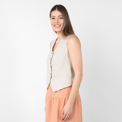 Jasna szara kamizelka z pranego lnu