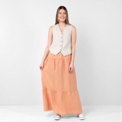 Pudrowa spódnica. Kamizelka NELY