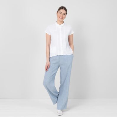 Biała bluzka z dekatyzowanego lnu