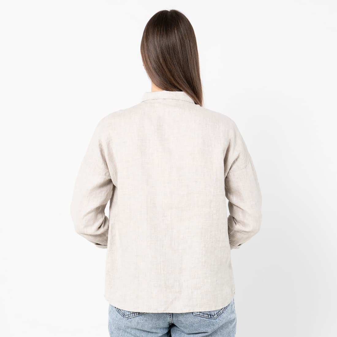 BIANCA jasna szara bluzka lniana. Tył