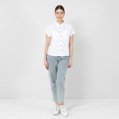 Biała bluzka z pranego lnu